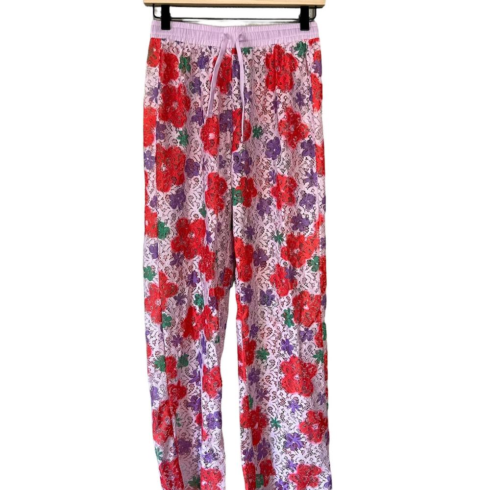 BP. Laci Floral Printed Womens Colorful Lace Drawstring Cover Up Summer Pants XS